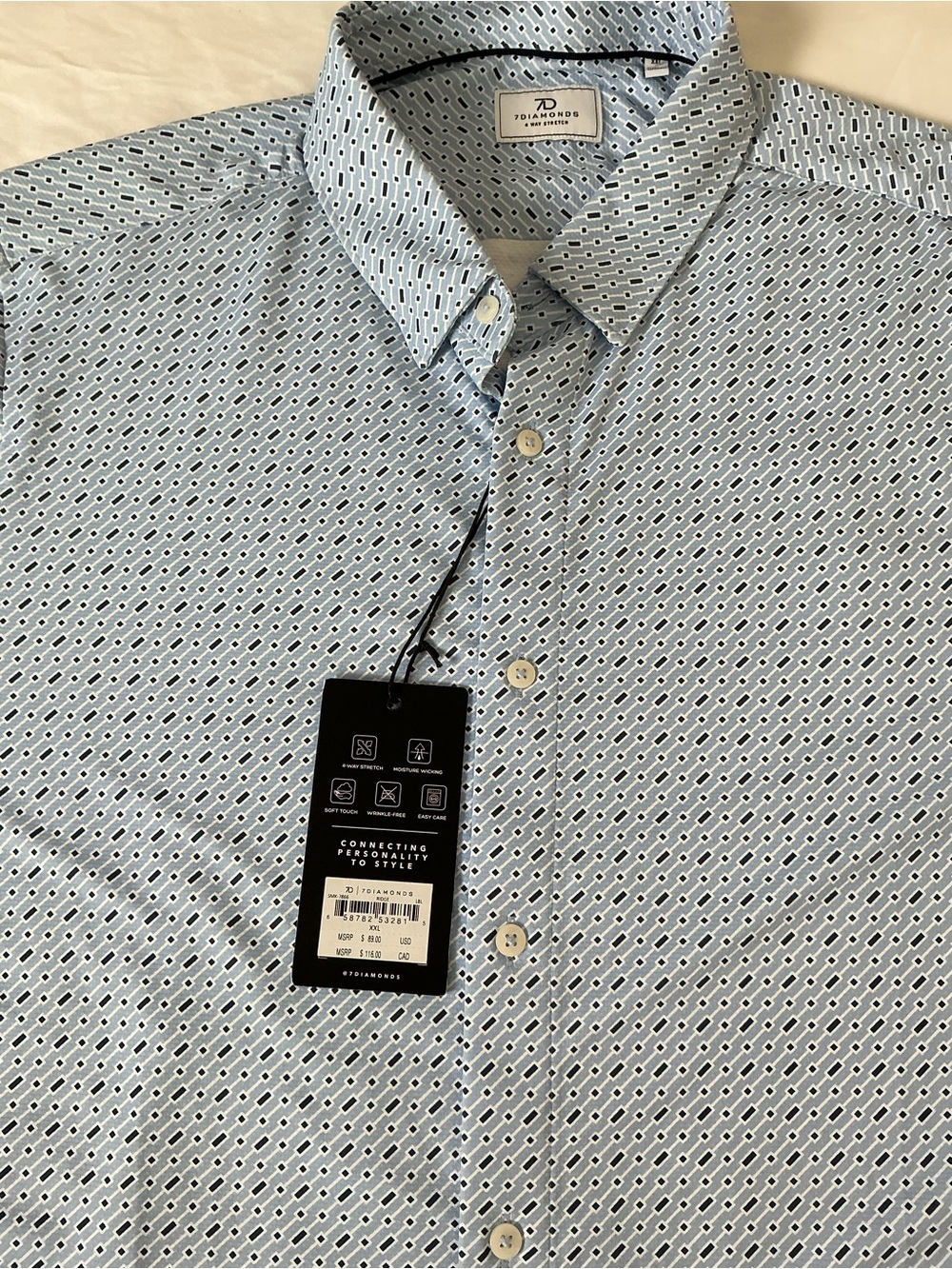 NWT 7 Diamonds Ridge Blue 4-Way Stretch Shirt XXL - Picture 2 of 9